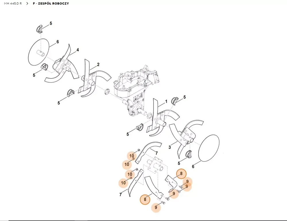 STIHL Glebogryzarka MH445.0 Nóż kompl., lewy 6241 710 3100 | Wyprzedaż